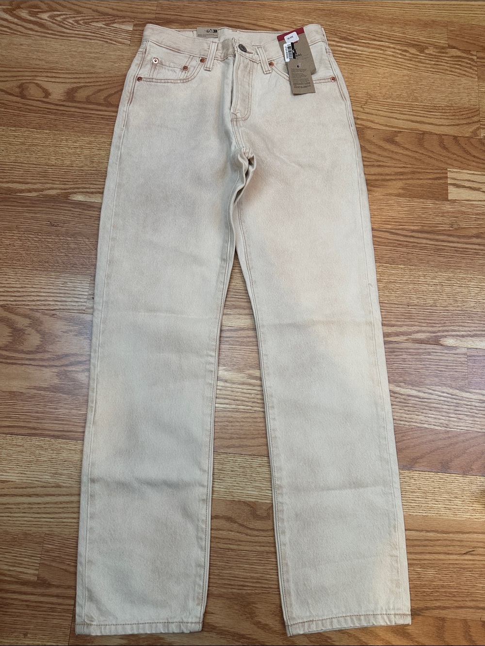 Levi’s 501 Original Natural Cream Straight Leg Jeans 25x30 NWT